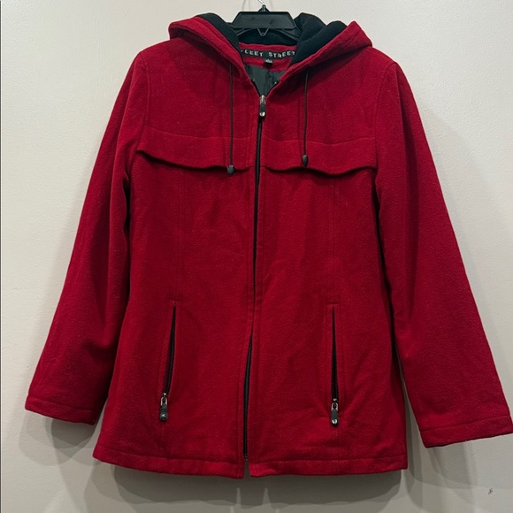 Fleet Street Women's Vibrant Red Utility Jacket 100% Wool - Picture 1 of 11